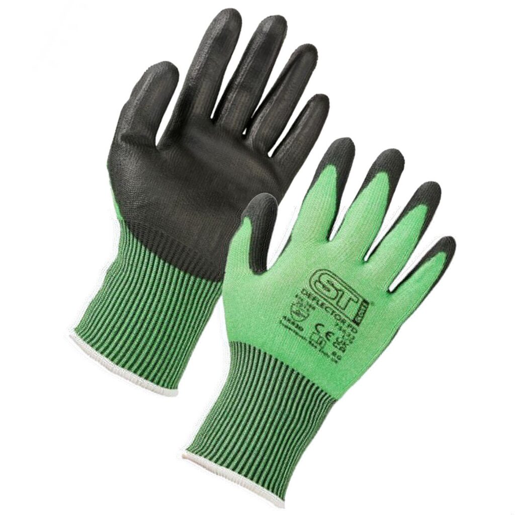 Supertouch Green Deflector PD Cut D Resistant PU Safety Gloves